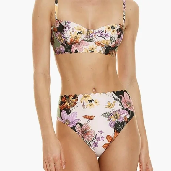 New!Agua‎ Bendita Vitreo Penelope Scalloped Bikini Bottom